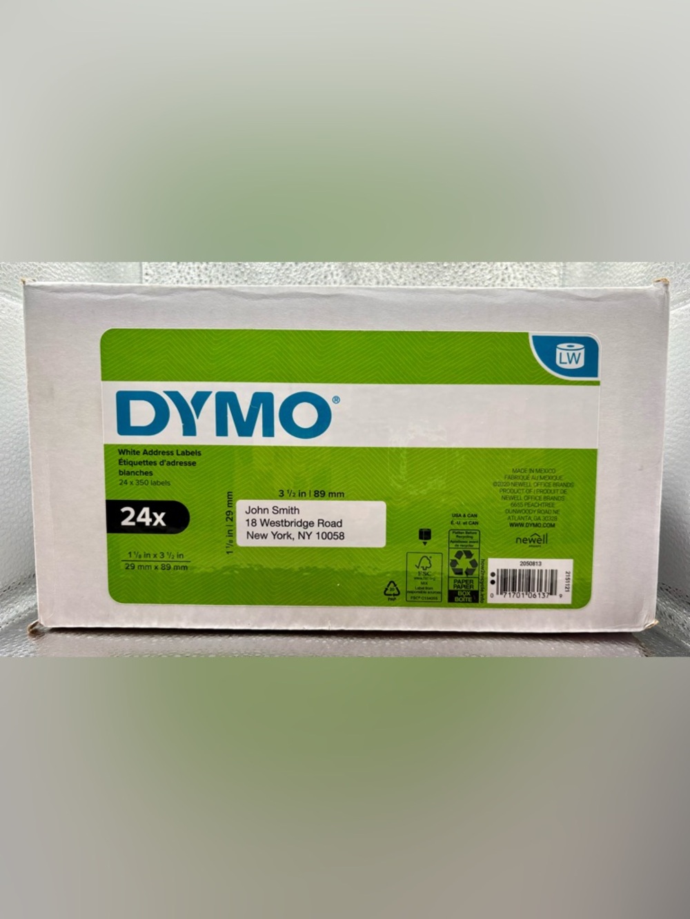 Dymo 2050813 White Address Labels 1 1/8” x 3 1/2”, 24 Rolls with 350 Labels